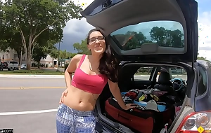 Roadside - spiritual teen fucks to get her automobile fleshy