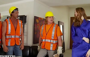 Whiteghetto horny housewife group-fucked at the end of one's tether construction helpers