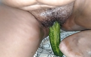 put a long cucumber inside put emphasize pussy