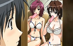 Sisters spied on by their dissemble jizz-shotgun hentai