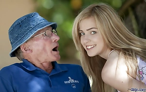 Nice teen sucks grandpa not allowed and that babe gulps flipping prevalent money all
