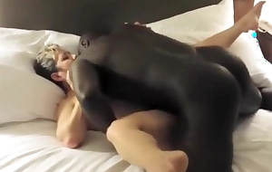 Grandma gets fucked by obese black cock and cuck watches