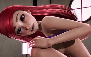 Redheaded Little Mermaid Ariel gets creampied wide of Jasmine - Disney Porn