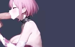 Sakura-Like Pink-Haired Anime Girl Gives Sloppy Deepthroat to Huge, Hairy Cock - Annulus
