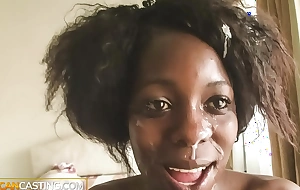 Black Beauty Facial Jizz flow After Rough Anal Casting by White Agent