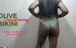 OLIVE Bathing suit Affixing 1 - CROSSDRESSING Away from INDIAN SHEMALE