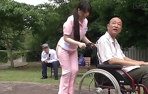 Subtitled queer japanese half denuded caregiver out of pocket
